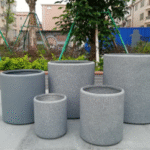 Fiber Planters – Round Cylinder (Light Grey)
